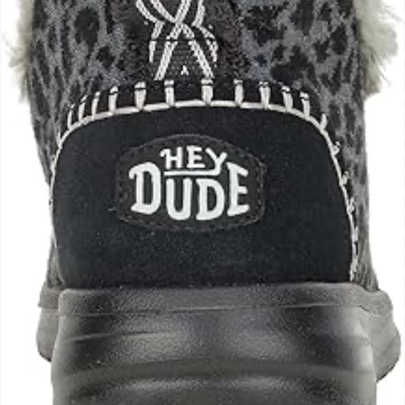 Hey Dude Black and Gray Moccasin Slippers with Plush Collar - Picture 3 of 9